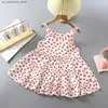 Robes de fille nouvelle robe de sangle pour filles vêtements pour enfants fleur de fraise princesse robe de mariée d'été fête d'anniversaire de bébé A1113 Q240418