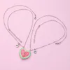 Pendant Necklaces 2024 2Pcs/set Summer Watermelon Magnetic Friend Necklace For Kids Girls Fashion Friendship Gifts Party Jewelry