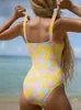 Peachtan Bandeau swimwear female Fruit print one piece swimsuit women Sports bathing suit swim beach wear bodysuit 240412