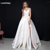 Sukienki imprezowe Loverkissy Satin Satin Satin Prom dla kobiet w dekolcie nowoczesna sukienka ślubna A-line księżniczka formalny wieczór ślubny suknia ślubna