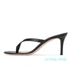 Sandalswomen's Mules Summer Stilettos High Heels 7-8 cm Flip Flops Round Toe Thong Shoe Plus Size Slippers Black Slides