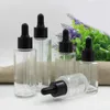 Lagringsflaskor 30 ml KLAR GLASSFASKA BAKKNING DOPPER Essential Oil Serum Toner Spot Borttagning Liquid Hyaluronic Skin Care Cosmetic