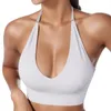 Bras Women's Halterneck Sport Bra Backless Deep V Bustier Sexy naadloze sportschool Verzamel Push Up Lingeries Solid Color Draad Gratis ondergoed