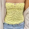 Tanks de femmes coréens Fashion Small Flowers imprimées Slim Tube Top Folds Bless Holidays Y2k Volières Souces Crop Summer Féll