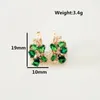 Brincos Dangle Estilo de Office de Flor Gold Rosa 585 Jóias Coloria Pedra Verde para Mulheres