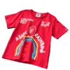 Summer Children Cartoon Cotton T-shirts Kids Designer Monkey Letter Tryckt Kort ärm Tees Summer Children Rainbow Stripe Casual Tops Z7761