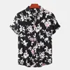 Mäns casual skjortor sommarblomma kort ärm Hawaiian strand man för män blus klänning smal fit rockabilly social harajuku