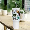 H3.0 Sublimation White Color Travel Mugs 40OZ Minimalistic Stainless Steel Double Wall Hand Cups With Metal Straws