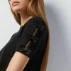 디자이너 브랜드 여성 골드 자수 활 시대 감소 캐주얼 둥근 목 니트 양모 단축 셔츠 셔츠, 크기 S-L
