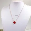 Elegante ketting vierblad klaver charmury merkontwerper 18k roségoud verzilverde roestvrijstalen ketting agaat hanger voor vrouwen mode sieraden bruiloft cadeau