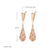 Dangle Earrings Gulkina National Style Hollow Out Out Out Aute 585 Rose Gold Color Smooth Wave Pendant Wedding花嫁細かい宝石