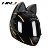 Casque cycliste doux chat femmes moto casque corne cascos moto mignon oreille motorcross charm