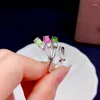 Cluster Rings Colife Jewelry Natural Tourmaline Ring for Party 4mm 6mm Silver Soild 925