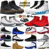 Med Box Jump Man 9 Herr Basketball Shoes 9s Particle Grey Powder Blue Fire Red Light Olive Concord Unc Bred Patent Anthracite Sports Sneakers Trainers