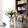 Fiori decorativi in plastica 4 teste fai -da -te per arredamento da tavolo da casa el giardino eustoma bouquet floreale floreale