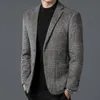 Toppklass Wool Warm Men for Blezer Autumn Winter Smart Casual Classic Single Breasted Blazer Mujer Brand Clothes 240407