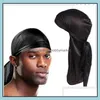 Mütze/Schädelkappen Neue Modemenschen Satin Durags Bandana Turban Perücken Frauen seidige Durag Kopfbedeckung Stirnband Piraten Haatszubehör Dr. Otfgz