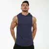 MRMT 2024 Brand Cotton Mens T-shirt T-shirt sans manches à capuche pour hommes Journ Tops Fitness Tshirts Courbed Hem Cest 240416