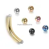 Navel & Bell Button Rings 10Pcs/Lot Surgical Steel M Ball Eyebrow Piercing Internally Threaded Curved Barbell Helix Earring Lip Ring Dhmxm