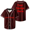 Herren -T -Shirts Drop Ship Custom Design Baseball Trikot Tops Kurzarm DIY für