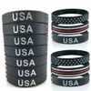 Altre forniture per feste festive USA Shin Blue Line Braccialetti American Bracelets Silicone Wristband 0418