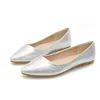 Casual Shoes 2024 Kvinna Elegant Point Toe Bling Flats Female Retro Fashion Silver Gold Mom Barefoot Big Size 31-43