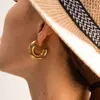 고급 18k 금 총 매체 컬러 두꺼운 C 자형 귀걸이 여성 보석상 도매 스터드