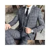 Costumes pour hommes Blazers Mens grande taille S-5xl Suit Vesters Traward Foreign Trade Forme de gamme Habillement à trois pièces Gentleman Busi Dhc0q