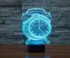 Relógio de ilusão de óptica 3D 7 Alteração de cor LED Touch Desk Lamp Night Night LightAlarm Clock Baby Crianças Iluminação de cabeceira Tab6006130