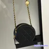 Round Cake Mini Women Makeup Bag 12CM Vintage Zipper Coin Purse Gold Ball Adjustable Chain Luxury Handbag Vintage Crossbody Shoulder Bag Evening Clutch Pochette