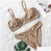 Kvinnors badkläder Bikini Set Designer Luxury Metal Accessories Kvinnliga paljetter Dam Y Solid Color Tube Swimsuit Drop Delivery Appa Dhrho