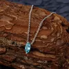 Chains 2024 Product 5 10 Horse Eye Sea Blue Zircon Necklace S925 Sterling Silver PendantSmall And Versatile Minimalist