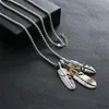 Feather Necklace Stainless Steel Pendant Hip Hop Jewelry Accessories Long Chain Men Party Decoration Chains285T