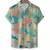 Chemises décontractées pour hommes fleur de dessin animé 3d Imprimer Hawaiian chemise pour hommes à manches courtes bouton bouton d'été de chemisier de revers en vrac vêtements