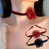 Choker Elegant Flower Lace Retro Black Red Rose Party Chokers Collar Sexig Neck Band Velvet Necklace Chain for Women Girl Jewelry