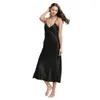 Women's Sleepwear Sexy Slip Dress Sleeveless Pajamas Female Silk Imitation Colorful Nightgown Home Furnish Clothing For Women In Summer