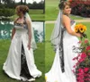 Novo vestido de noiva de tamanho de camuflagem de tamanho mais antigo com linhas de noiva com apliques de renda com mangas de cabre