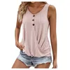 Women's T-skjortor Fashion Casual Loose Mesh Button Solid Color Sleeveless Double Layer T-shirt Top Fashionable and Simple