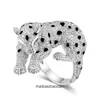 High End Designer jewelry rings for womens Carter 925 Silver Plated Gold Ring Carbon Diamond Jaguar Series Full Diamond Cheetah Ring Original 1:1 With Real Logo