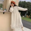 Casual Dresses Fashion Retro Embroidery Love Dress 2024 Winter Clothes Sweet High Waist Slimming Elegant Mid-Length Girly Style