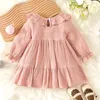 Girl Dresses Kids Linen Cotton Dress Long Sleeve Baby Girls Sweet Style Muslin Casual