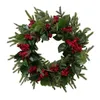 Fleurs décoratives couronne de Noël porte d'entrée avec baies rouges décor intérieur floral artificiel pour l'année fenêtre de vacances de ferme extérieur