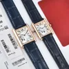 U1 Top de qualité AAA Classic Elegant Designer Watch Watch Fashion Quartz Mouvement Square Tank Femmes Gold Silver Watches Montre de Luxe Le cuir bracelet en cuir 9062