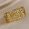 Braccialetti di collegamento Foglie oro a pezzi larghi braccialetti in acciaio inossidabile petto di gioielli impermeabili bracciale a foglia di gioielli