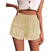 Oversized Women's 2024 Summer New Casual Work Shorts With Loose Pockets And Mid Waist Drawstring