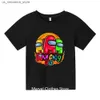 T-Shirts Yeni Yaz Erkek Oyun Baskı T-Shirt Moda Baskı Çocuk T-Shirt Boys Karikatür Kısa Kollu Kız Kız T-Shirt Çocuk Giyim Q240418