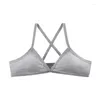 Bras Women Sports Bra Comfort Cotton For Thin French Style Bralette Sexy Deep V Triangle Cup Cross Tank Top Yoga Gym