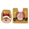 Toiletstoelhoezen Kerstdecoratieve set voor deksel vloer tapijtbenodigdheden Creatieve badkamer Santa Claus Elk Snowman Xmas Jaar Decor