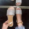 Shiny Rhinestone Fashion Ladies Slippers Outdoor Women Roman Shoes Flat Sandals Female Casual Beach Crystal Slides 240417