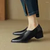 Casual Shoes 2024 Women's Boat Pointed Toe Vintage Flats Black Loafers Comfortable Soft Leather For Female Plus Size Autumn